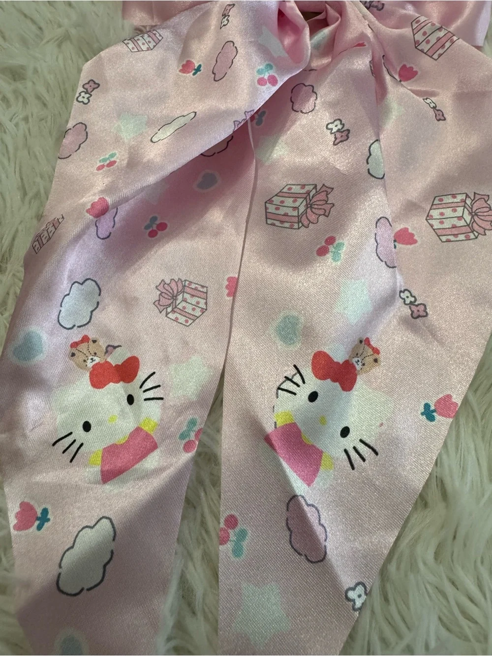 Hello Kitty Pink Satin Bow Hair Scarf coquette hair pin